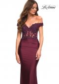 Picture of: Illusion Lace Top with Jersey Long Gown in Dark Berry, Detail Picture 6