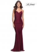 Picture of: Criss Cross Ruched Bodice Elegant Jersey Dress in Dark Berry, Style: 31122, Detail Picture 6
