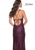 Picture of: Sequin Prom Dress with Lace Detail Illusion Bodice in Purple, Style: 31657, Detail Picture 6