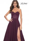 Picture of: Strapless Sweetheart A-Line Corset Prom Dress in Dark Berry, Style: 31971, Detail Picture 6