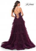 Picture of: Ruffle Tulle A-Line Dress with Satin Bustier Top in Purple, Style: 32071, Detail Picture 6