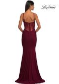 Picture of: Ruched Corset Top Prom Dress with Deep V in Dark Berry, Style: 32642, Detail Picture 6