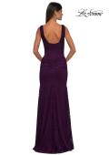 Picture of: Long Stretch Lace Prom Dress with Illusion Corset Waist in Dark Berry, Style: 32943, Detail Picture 6