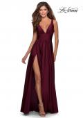 Picture of: Empire Waist Prom Gown with Deep V Neckline in Burgundy, Style: 28547, Detail Picture 7