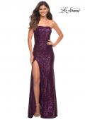 Picture of: Strapless Ruched Sequin Gown in Gorgeous Colors in Dark Berry, Detail Picture 7