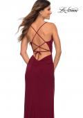 Picture of: Chic Long Net Jersey Dress with Lace Up Back in Purple, Style: 30418, Detail Picture 7