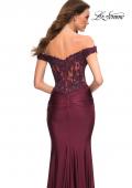 Picture of: Illusion Lace Top with Jersey Long Gown in Dark Berry, Detail Picture 7