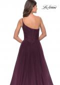 Picture of: One Shoulder A-Line Tulle Gown with Sheer Bodice in Dark Berry, Style: 31069, Detail Picture 7