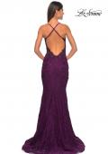 Picture of: Exquisite Mermaid Lace Gown with Beaded Sheer Bodice in Dark Berry, Style: 31265, Detail Picture 7