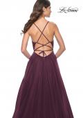 Picture of: A-Line Prom Dress with Illusion Ruched Bodice in Dark Berry, Style: 31457, Detail Picture 7