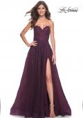 Picture of: Sweetheart Tulle Strapless Gown with Lace Applique in Dark Berry, Style: 32304, Detail Picture 7