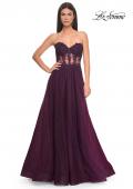 Picture of: A-Line Tulle Ballgown with Lace Illusion Bodice in Dark Berry, Style: 32313, Detail Picture 7