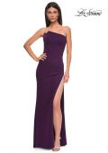 Picture of: Chic Jersey Dress with Asymmetrical Neckline and Sheer Back in Dark Berry, Style 32849, Detail Picture 7