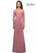 Picture of: Classic Long Dress with Three Quarter Sleeves in Dark Blush, Style: 25148, Detail Picture 3