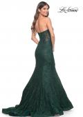 Picture of: Mermaid Stretch Lace Dress with Bustier Top and Sheer Back in Dark Emerald, Style: 32249, Detail Picture 10