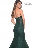 Picture of: Mermaid Stretch Lace Dress with Bustier Top and Sheer Back in Dark Emerald, Style: 32249, Detail Picture 13