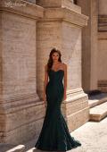Picture of: Mermaid Stretch Lace Dress with Bustier Top and Sheer Back in Dark Emerald, Style: 32249, Detail Picture 2