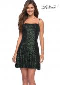 Picture of: Modern Skater Short Dress with Straight Neckline in Dark Emerald, Style 30915, Main Picture