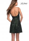Picture of: Modern Skater Short Dress with Straight Neckline in Dark Emerald, Style 30915, Back Picture