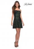 Picture of: Modern Skater Short Dress with Straight Neckline in Dark Emerald, Style 30915, Detail Picture 3