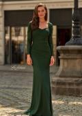 Picture of: Long Sleeve Net Jersey Gown with Sweetheart Neckline in Dark Emerald, Style: 33575, Main Picture