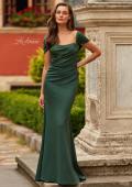 Picture of: Off-the-Shoulder Ruched Jersey Gown in Dark Emerald, Style: 33584, Main Picture