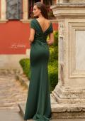 Picture of: Off-the-Shoulder Ruched Jersey Gown in Dark Emerald, Style: 33584, Back Picture