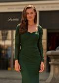 Picture of: Long Sleeve Net Jersey Gown with Sweetheart Neckline in Dark Emerald, Style: 33575, Detail Picture 5