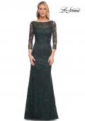 Picture of: Long Fitted Lace Gown with High Neckline and Sleeves in Green, Style: 30317, Main Picture