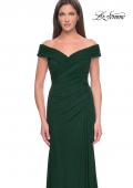 Picture of: Off the Shoulder Jersey Evening Gown with Ruching in Dark Emerald, Style: 31677, Detail Picture 9