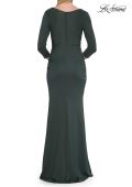 Picture of: Three-Quarter Sleeve Jersey Gown with Ruched Bodice in Dark Emerald, Style: 33540, Detail Picture 9