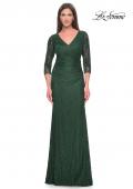 Picture of: Stretch Lace Evening Dress with Ruching in Dark Emerald, Style: 30379, Detail Picture 1