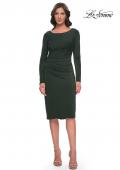 Picture of: Short Simple Jersey Dress with Flattering Ruching in Dark Emerald, Style: 31015, Detail Picture 1
