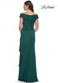 Picture of: Long Luxurious Jersey Off the Shoulder Evening Gown in Gunmetal, Style: 30040, Detail Picture 2