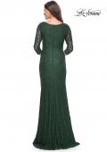 Picture of: Stretch Lace Evening Dress with Ruching in Dark Emerald, Style: 30379, Detail Picture 2