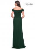 Picture of: Off the Shoulder Jersey Evening Gown with Ruching in Dark Emerald, Style: 31677, Detail Picture 2