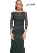 Picture of: Long Fitted Lace Gown with High Neckline and Sleeves in Green, Style: 30317, Detail Picture 3