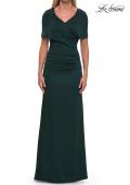 Picture of: Jersey Gown with Draped Bodice and Short Sleeves in Dark Emerald, Style: 33157, Detail Picture 3