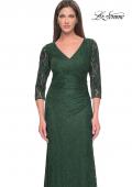 Picture of: Stretch Lace Evening Dress with Ruching in Dark Emerald, Style: 30379, Detail Picture 5