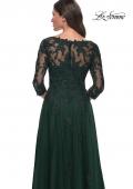 Picture of: Tulle and Lace A-Line Dress with V Neckline in Dark Emerald, Style: 30398, Detail Picture 6
