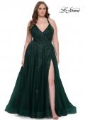 Picture of: Plus Size A-line Tulle Dress with Floral Detailing in Dark Emerald, Style: 29021, Detail Picture 9