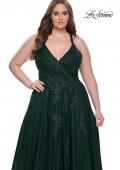 Picture of: Plus Size A-line Tulle Dress with Floral Detailing in Dark Emerald, Style: 29021, Detail Picture 12