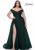 Picture of: A-Line Tulle Off the Shoulder Plus Size Dress with Slit in Dark Emerald, Style: 32204, Main Picture