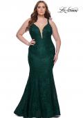 Picture of: Neon Plus SIze Dress with Lace Up Back in Dark Emerald, Style: 29052, Detail Picture 8