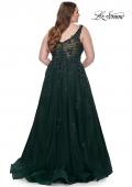 Picture of: Lace Embellished Tulle A-Line Dress with Illusion Back in Dark Emerald, Style: 31383, Detail Picture 8