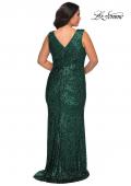 Picture of: Long Sequin Plus Size Prom Gown with V-Neck in Dark Emerald, Style: 28770, Detail Picture 9