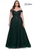Picture of: Off The Shoulder Tulle Plus Size Gown with Lace in Dark Emerald, Style: 28950, Detail Picture 9
