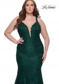 Picture of: Neon Plus SIze Dress with Lace Up Back in Dark Emerald, Style: 29052, Detail Picture 10