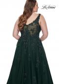 Picture of: Lace Embellished Tulle A-Line Dress with Illusion Back in Dark Emerald, Style: 31383, Detail Picture 10