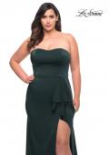 Picture of: Strapless Plus Size Dress with Ruffle Slit Detail in Dark Emerald, Style: 29664, Detail Picture 11